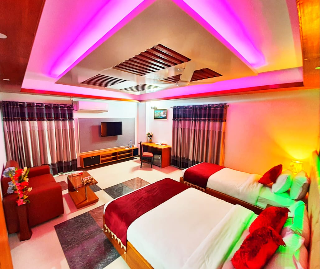 VIP Deluxe Family (1 Couple + 1 Single Bed) – Hotel Khan Palace Kuakata Gallery